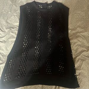 Elegant Black Sleeveless Knit Top wide arm NWOT